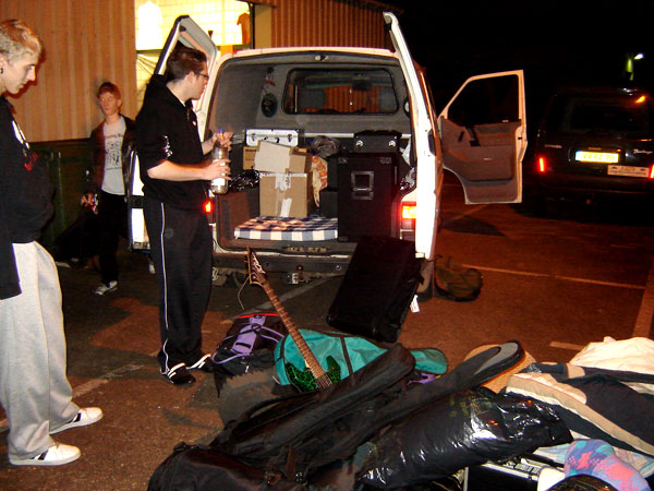 Getting our stuff in the van...